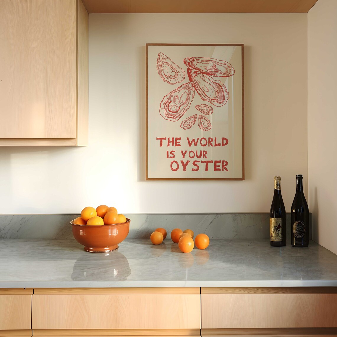 The World Is Your Oyster Red Kitchen Quote Art Kitchen Decor Poster - Image 3