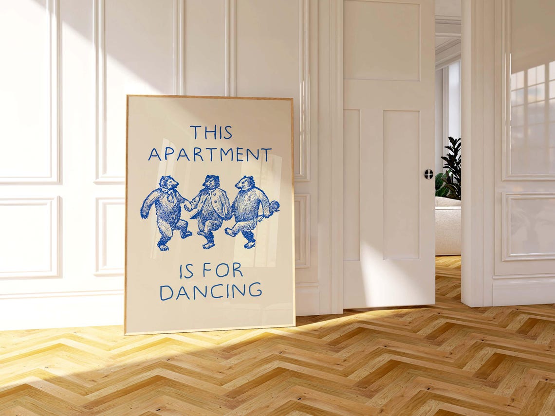This Apartment Is For Dancing Dancing Bears Blue Quote Print - Image 3