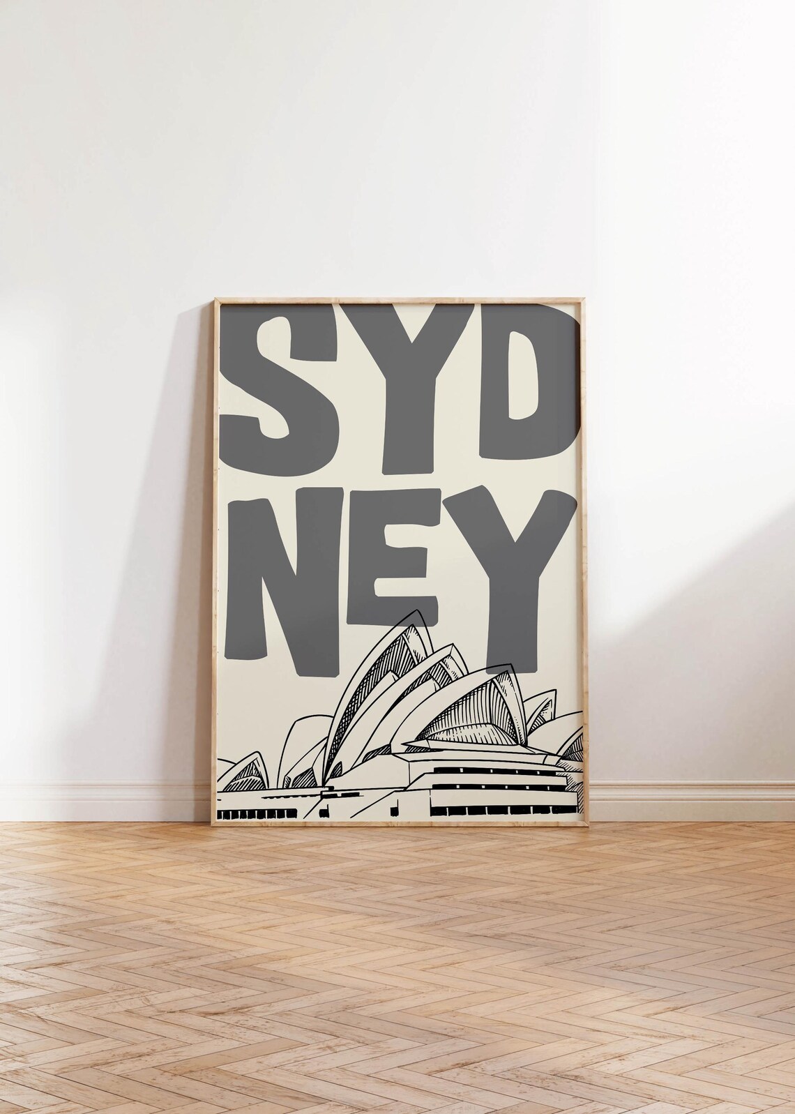 Sydney Opera House Line Art Black Grey Retro Travel Landmark Poster - Image 3