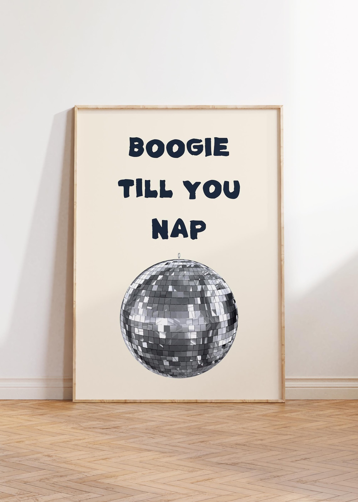 Boogie Till You Nap Disco Ball Funny Quote Retro Dance Party Art Poster