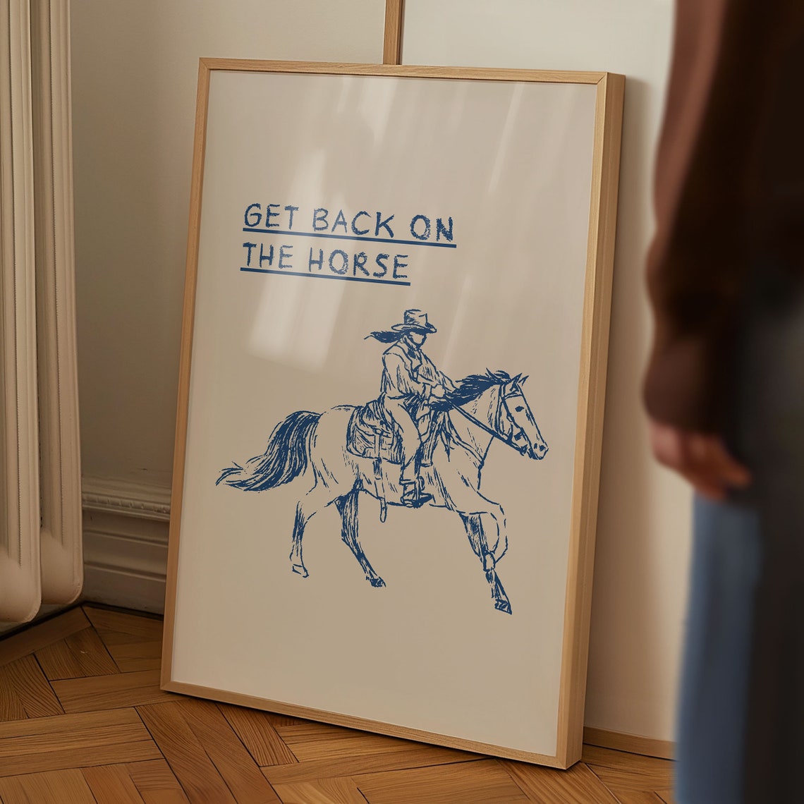 Get Back on the Horse Cowboy Western Sketch Rodeo Poster Art - Image 5