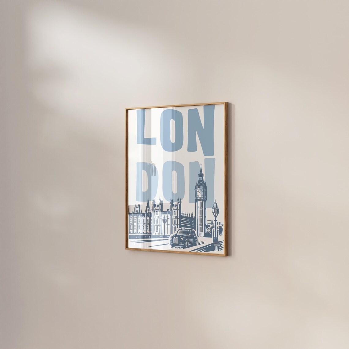 London Bold Blue Big Ben Black Taxi Typography Travel Poster - Image 2