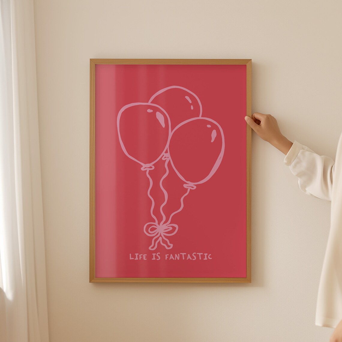 Life Is Fantastic Pink Balloons Birthday Party Celebration Poster - Image 3