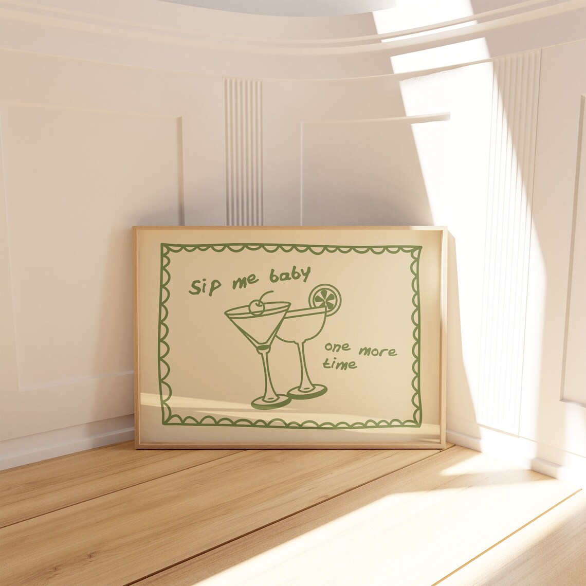 Sip Me Baby One More Time Green Martini Doodle Bar Cart Poster - Image 3