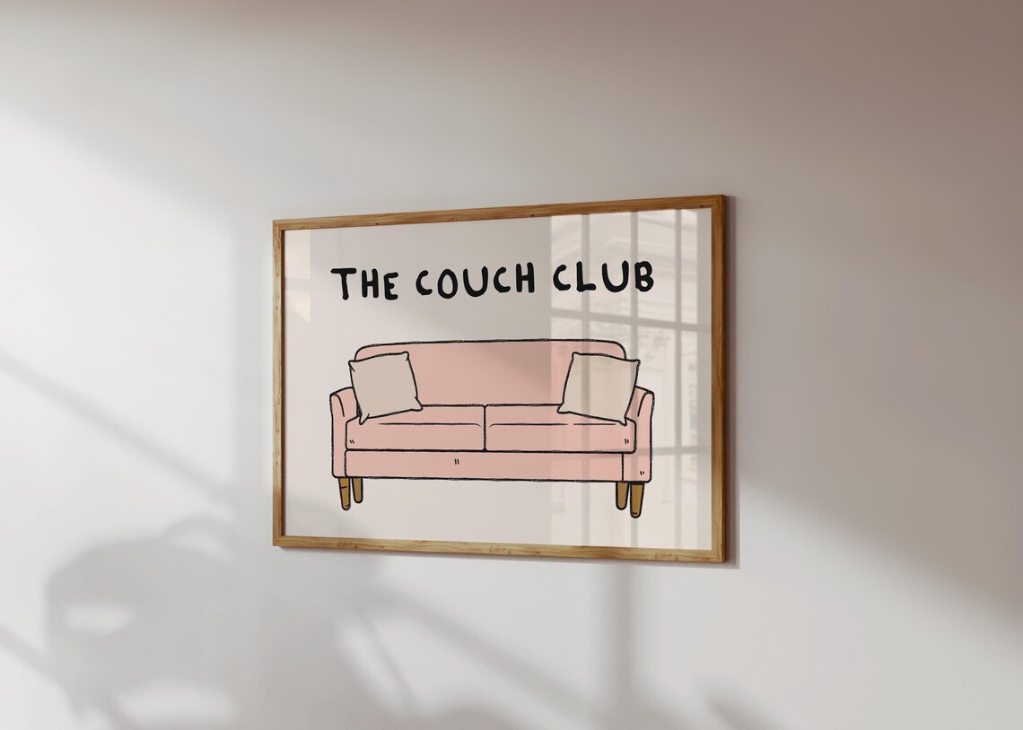 The Couch Club Pink Sofa Funny Retro Art Living Room Decor Poster - Image 3