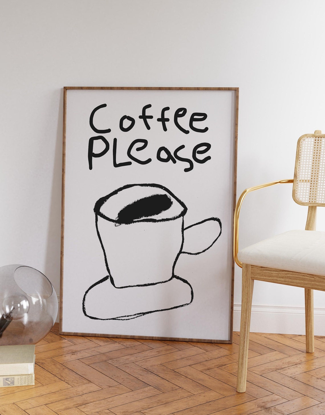 Coffee Please Hand Drawn Espresso Cup Minimalist Kitchen Poster - Image 4