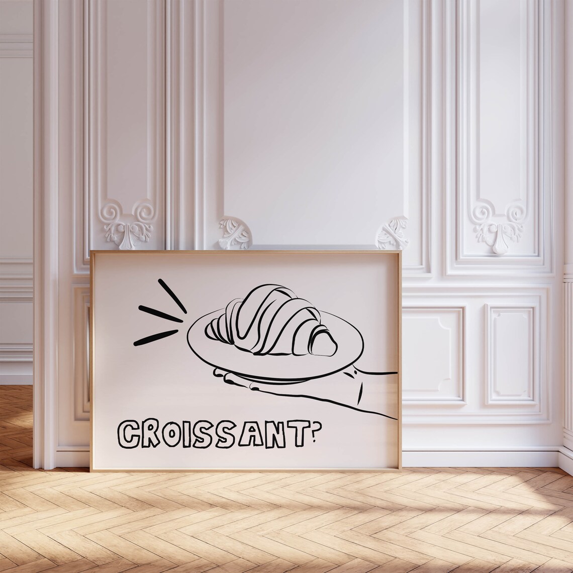 Croissant Question Mark Hand Drawn French Cafe Kitchen Quote Poster - Image 2