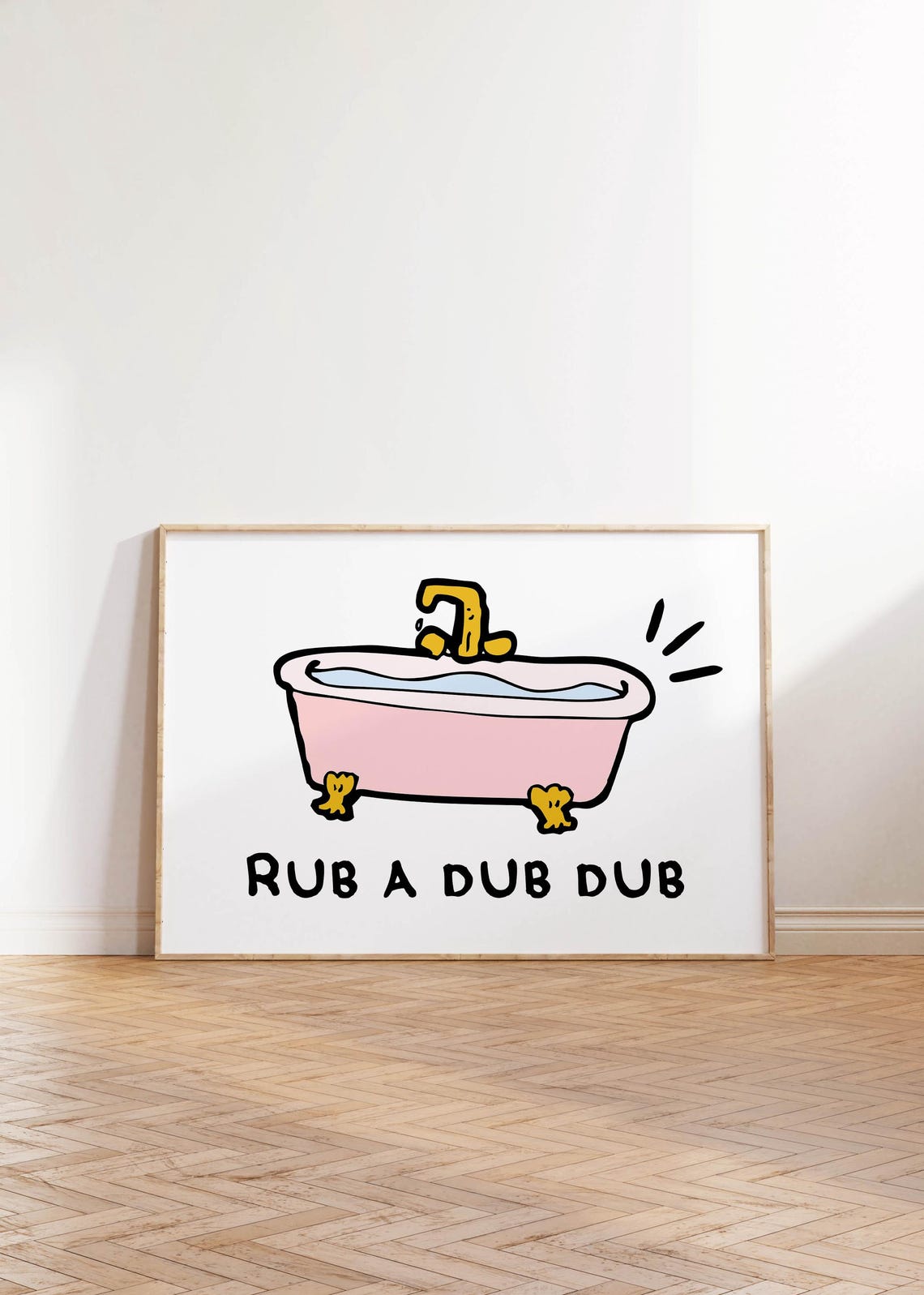 Rub A Dub Dub Funny Bathtub Retro White Bathroom Wall Poster - Image 3