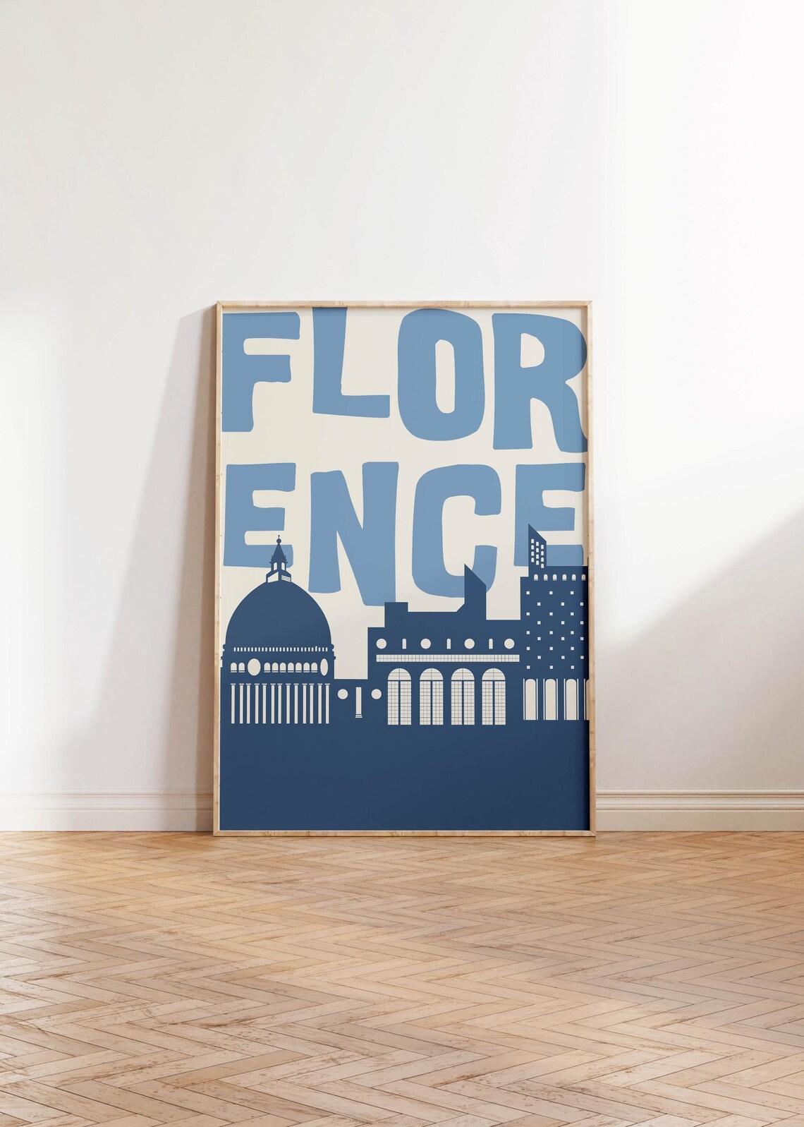Florence Bold Blue Typography Cathedral Skyline Travel Poster - Image 3