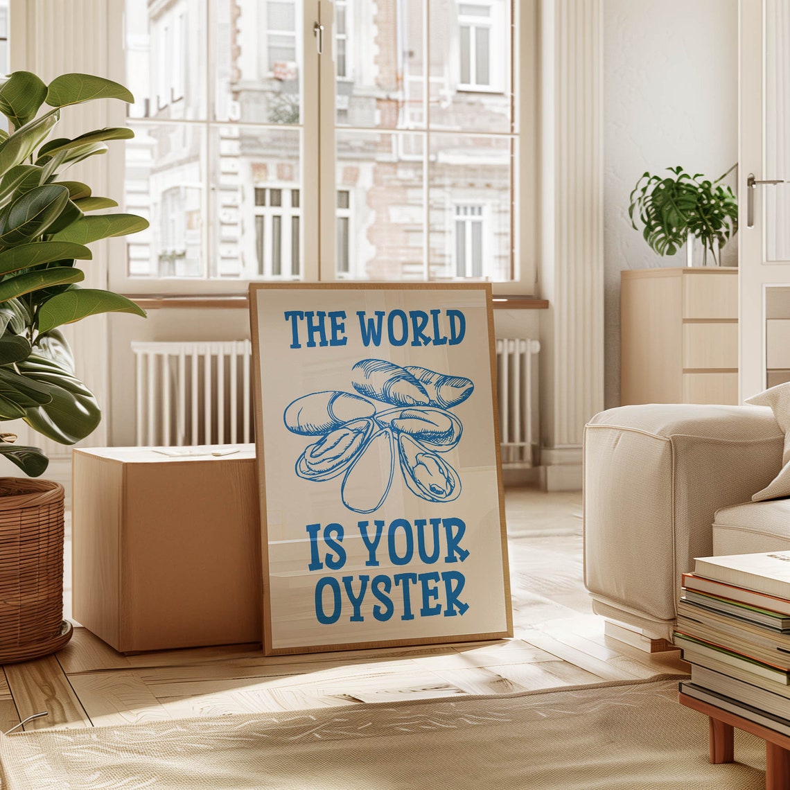 The World Is Your Oyster Blue Seafood Kitchen Kitchen Decor Poster - Image 5