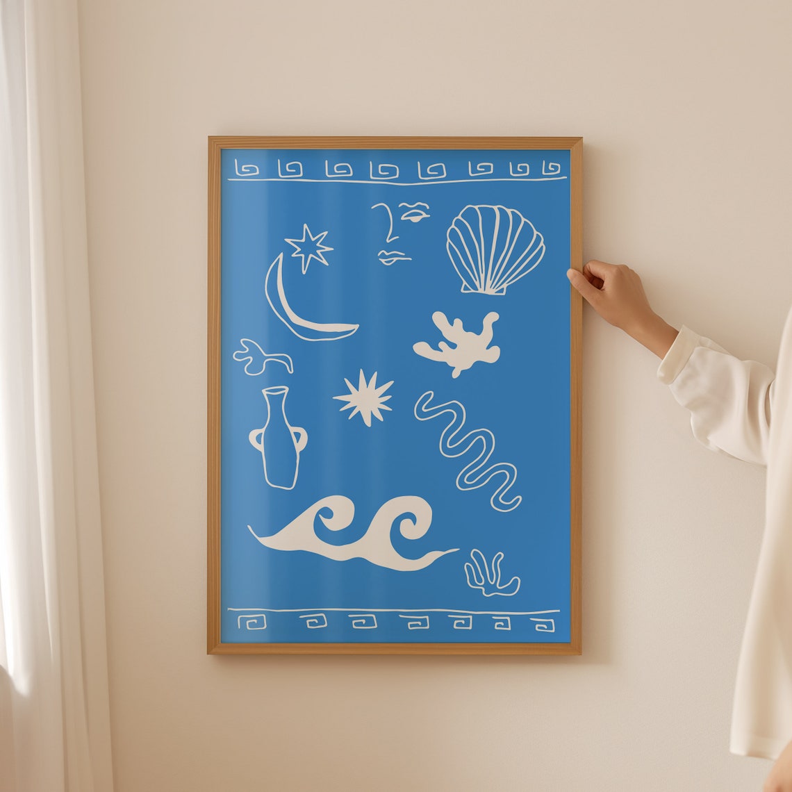 Seashell On The Seashore Blue Coastal Gallery Wall Decor Poster Set - Image 3