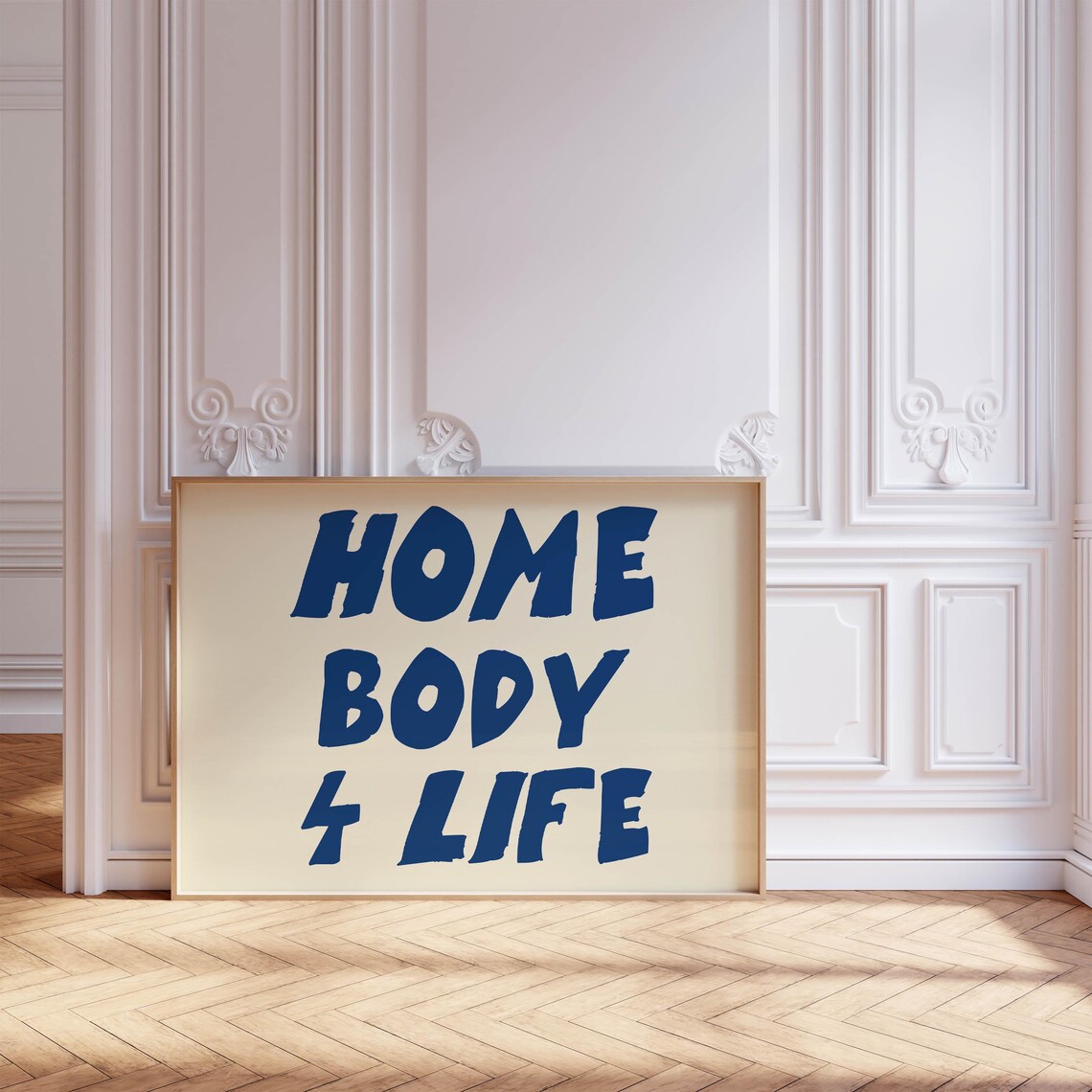 Home Body 4 Life Bold Navy Blue Retro Introvert Lettering Quote Poster - Image 3