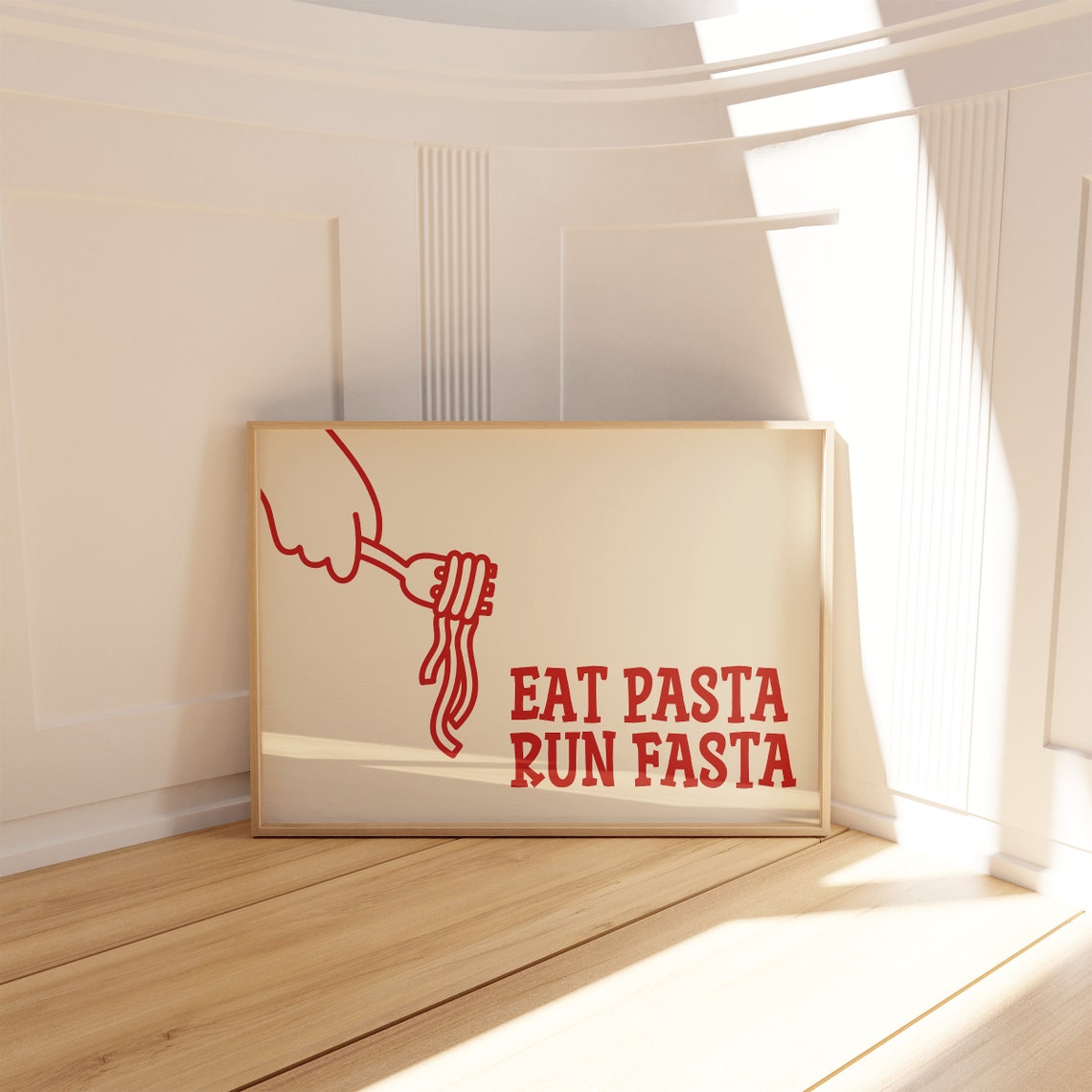 Eat Pasta Run Fasta Funny Red Italian Food Quote Kitchen Decor Poster - Image 5