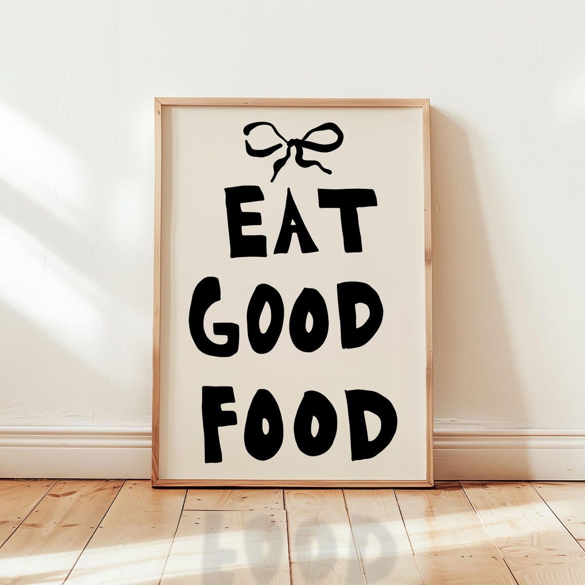 Eat Good Food Black Hand Lettering With Bow Kitchen Quote Poster - Image 2