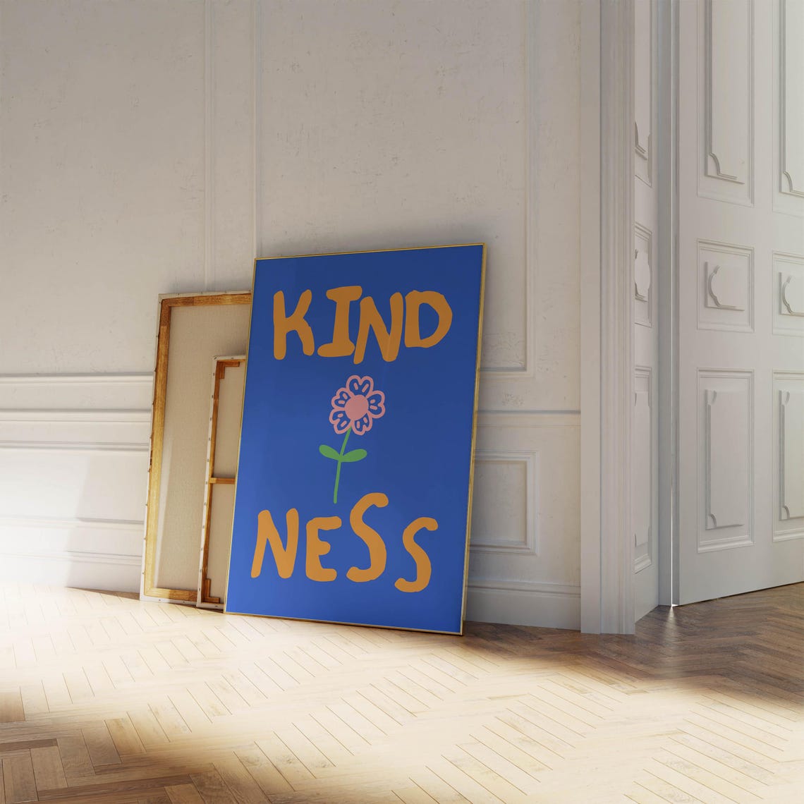 Kindness Bold Orange Floral Motivational Typography Wall Poster - Image 2