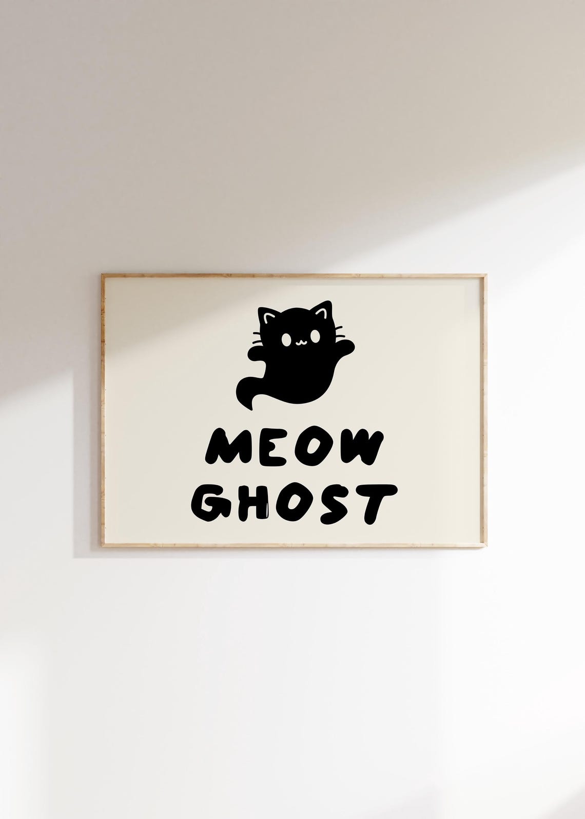 Meow Ghost Black Cat Ghost Silhouette Cute Halloween Quote Poster - Image 3