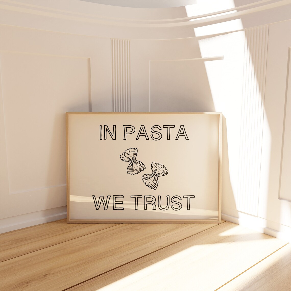 In Pasta We Trust Funny Farfalle Italian Pasta Quote Kitchen Poster - Image 4