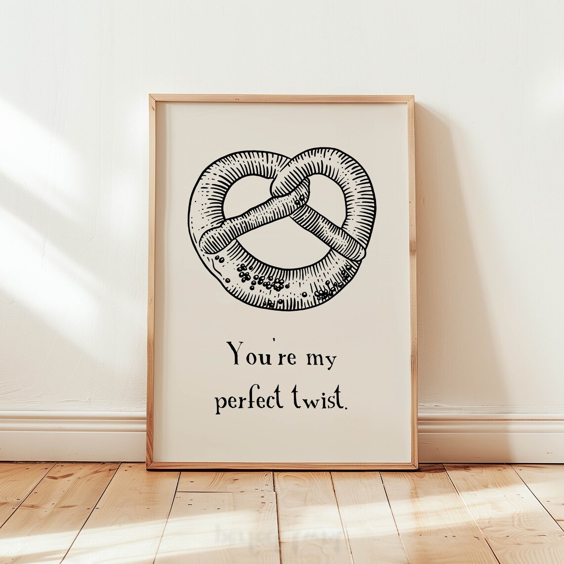 Youre My Perfect Twist Pretzel Sketch Romantic Food Quote Poster - Image 3