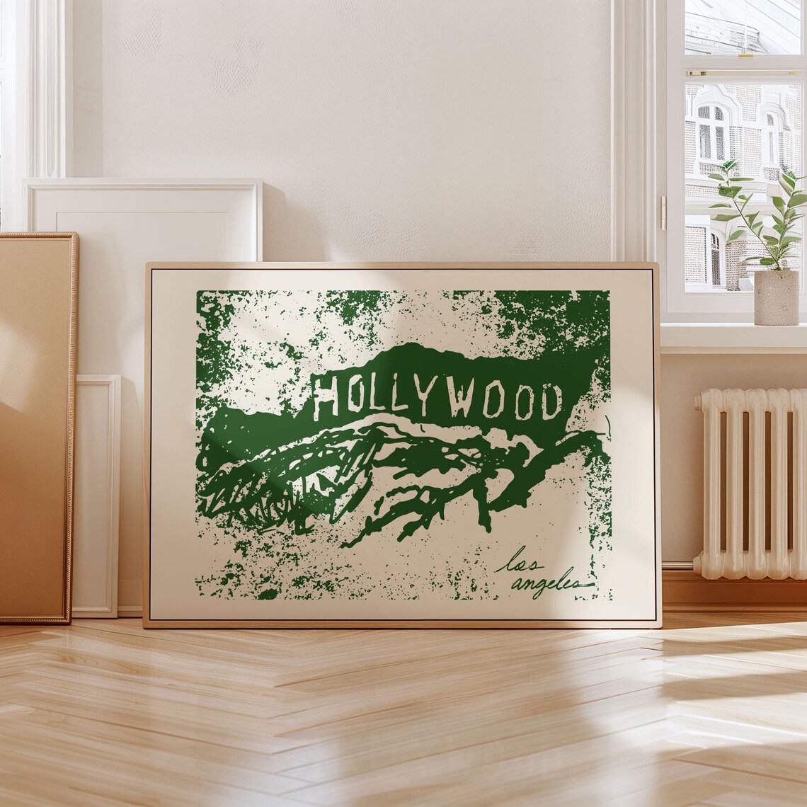 Hollywood Sign Grunge Green Los Angeles Landmark Wall Poster - Image 3