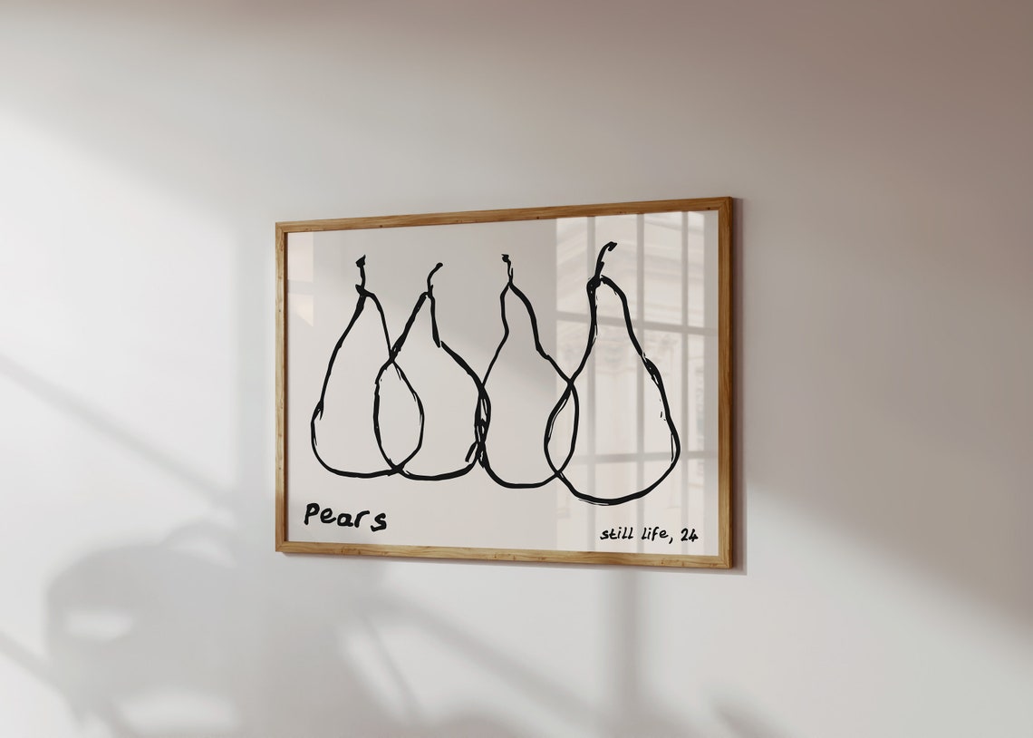 Pears Still Life 24 Bold Fruit Line Drawing Minimalist Art Poster - Image 4