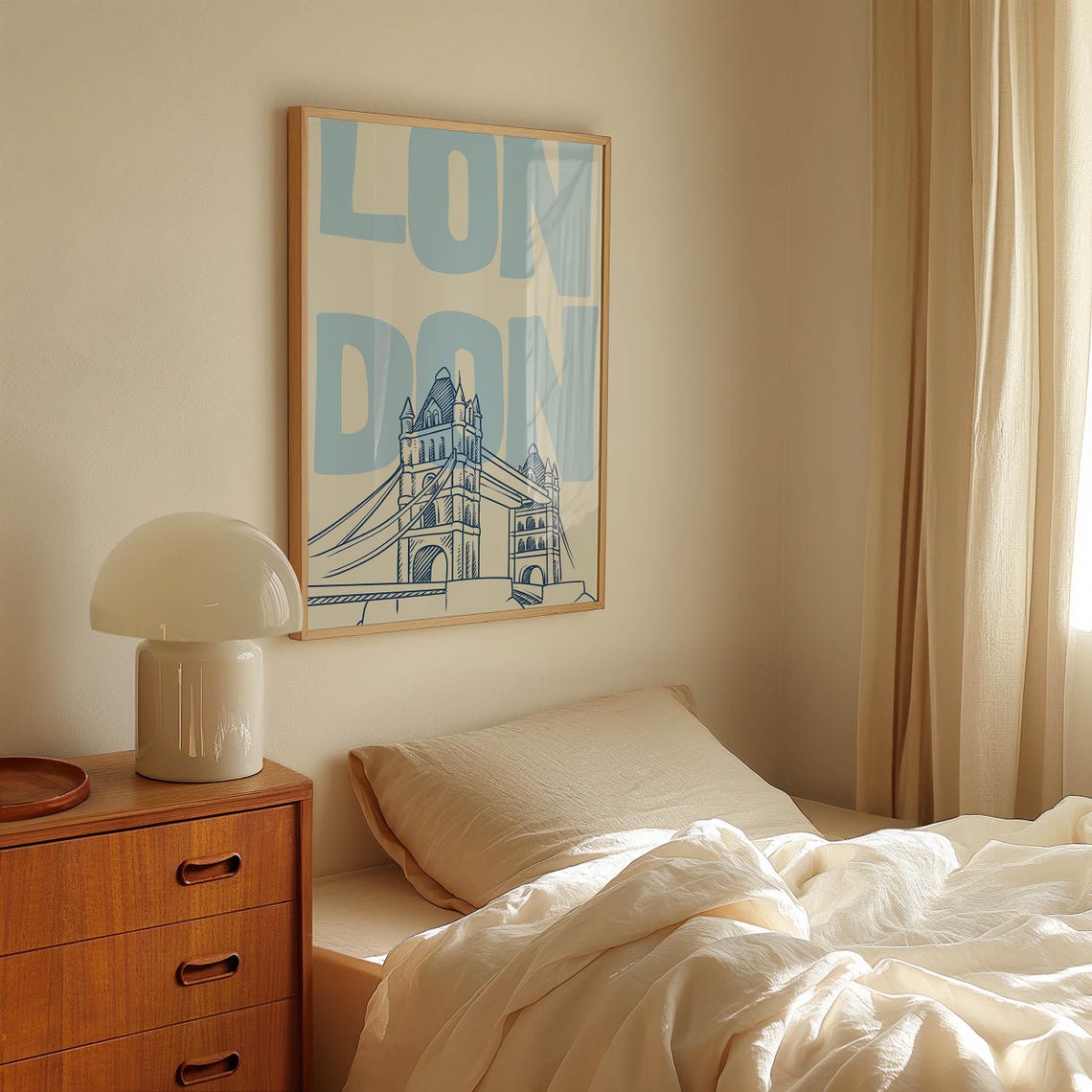 London Tower Bridge Vintage Blue Retro Travel Landmark Wall Poster - Image 3
