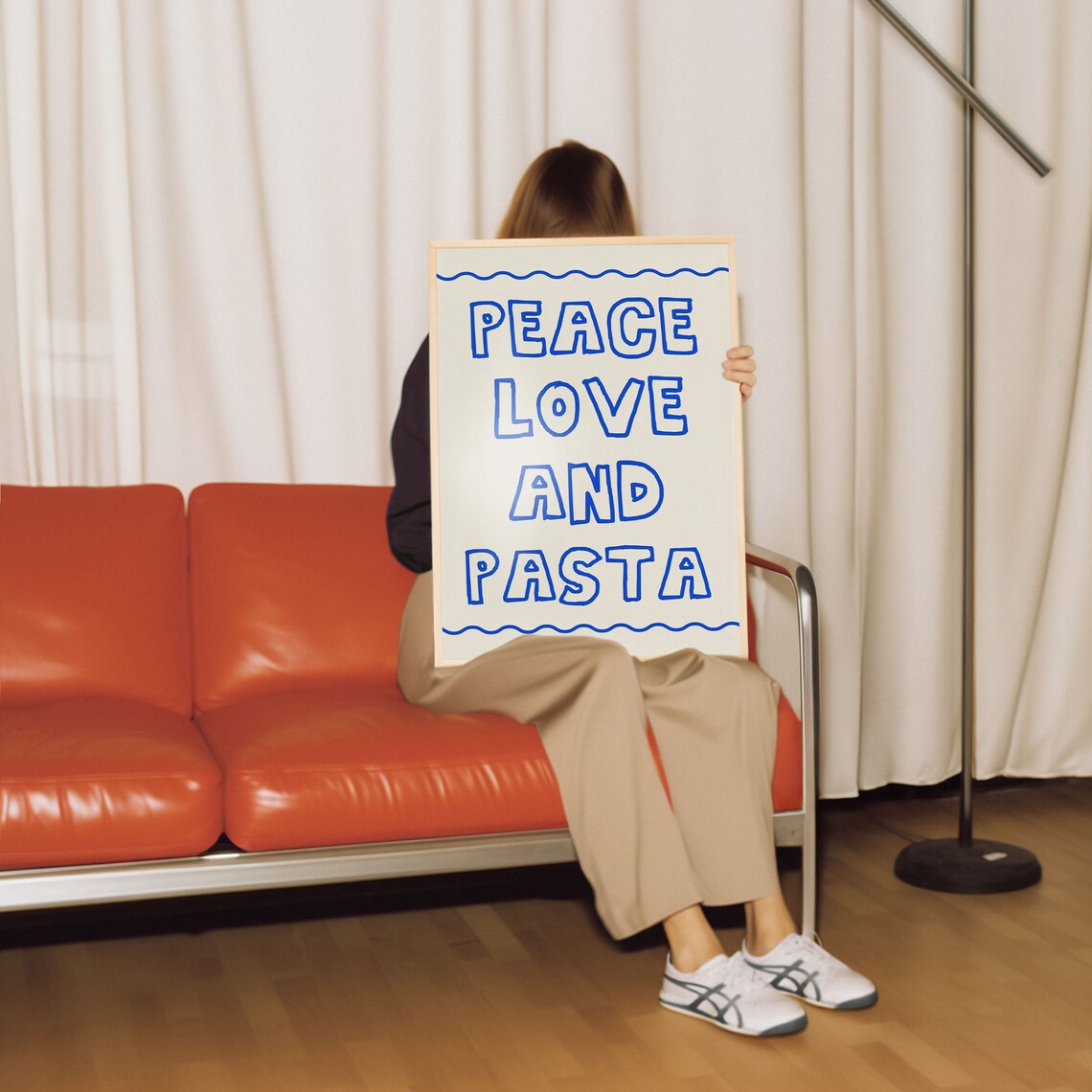 Peace Love And Pasta Blue Bubble Letter Foodie Kitchen Decor Poster - Image 5