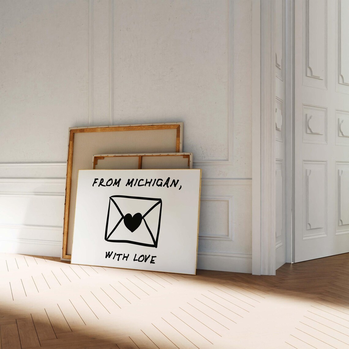 From Michigan With Love Hand Drawn Envelope Minimalist Sketch Poster - Image 2