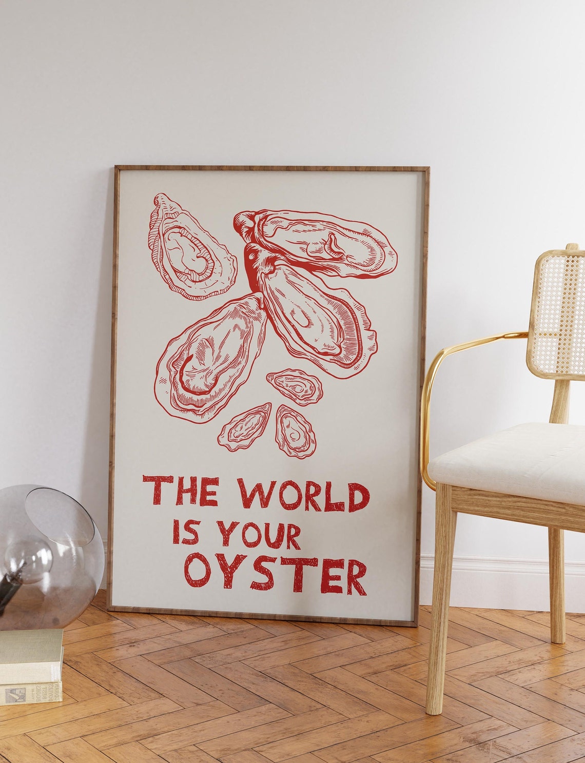 The World Is Your Oyster Red Kitchen Quote Art Kitchen Decor Poster