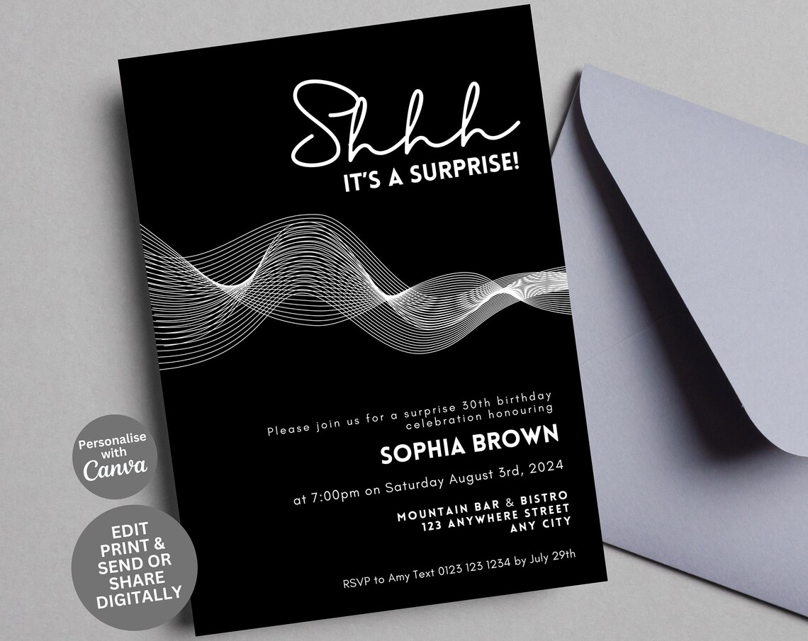 Minimalist Surprise Birthday Party Invitation Template