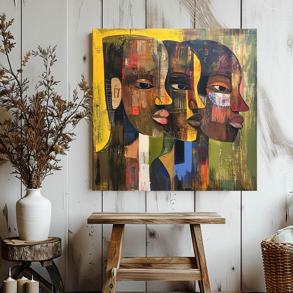 African Abstract Art Vibrant Tribal Wall Decor Modern African Inspired Artwork Cultural Home Decoration