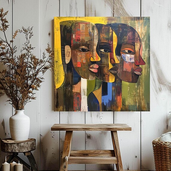 African Abstract Art Vibrant Tribal Wall Decor Modern African Inspired Artwork Cultural Home Decoration