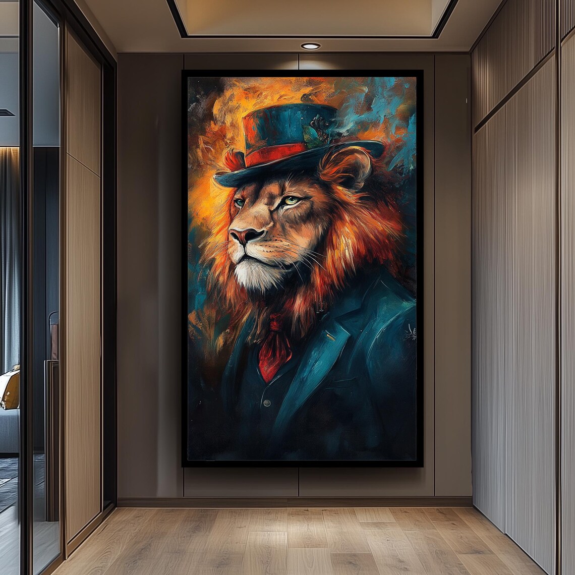 Lion Portrait Wall Art Print, Surreal Animal
