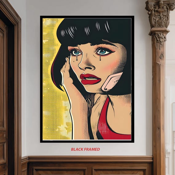 Crying Pop Art Girl Canvas Wall Retro Comic Style Modern Woman Portrait Print For Trendy Home Or Office Decor Colorful