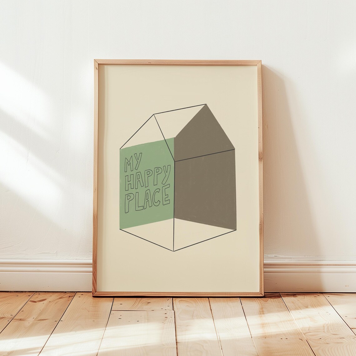 My Happy Place Geometric House Minimalist Quote Typography Art Poster