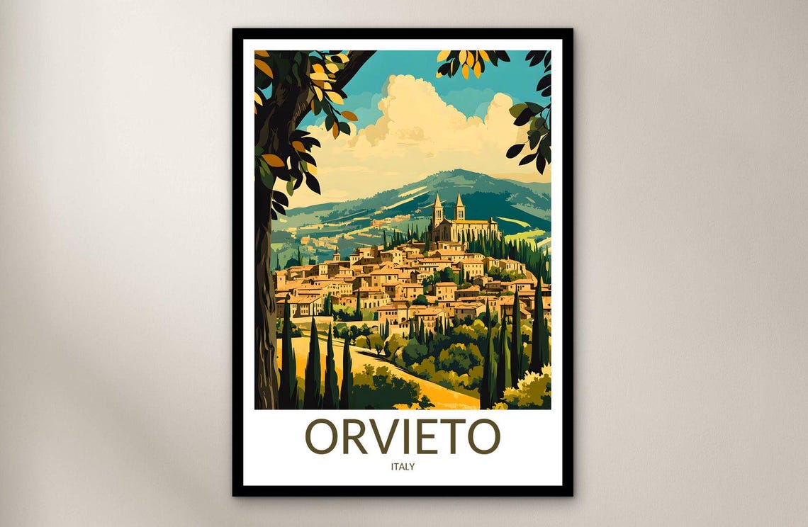 Orvieto Italy Hilltop Medieval Town Cypress Hills Travel Poster