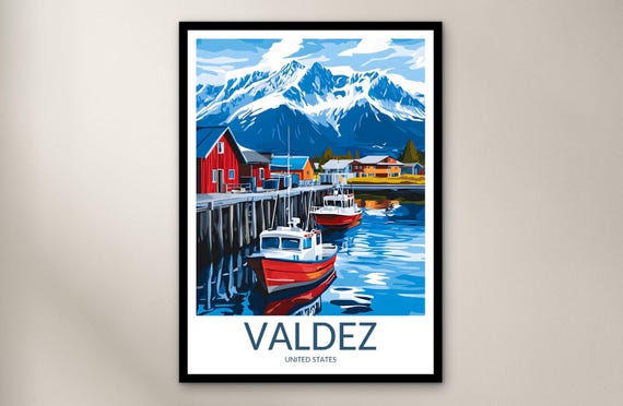 Valdez Travel Poster Wall Art Print United States Home Decor Gift North America Illustration