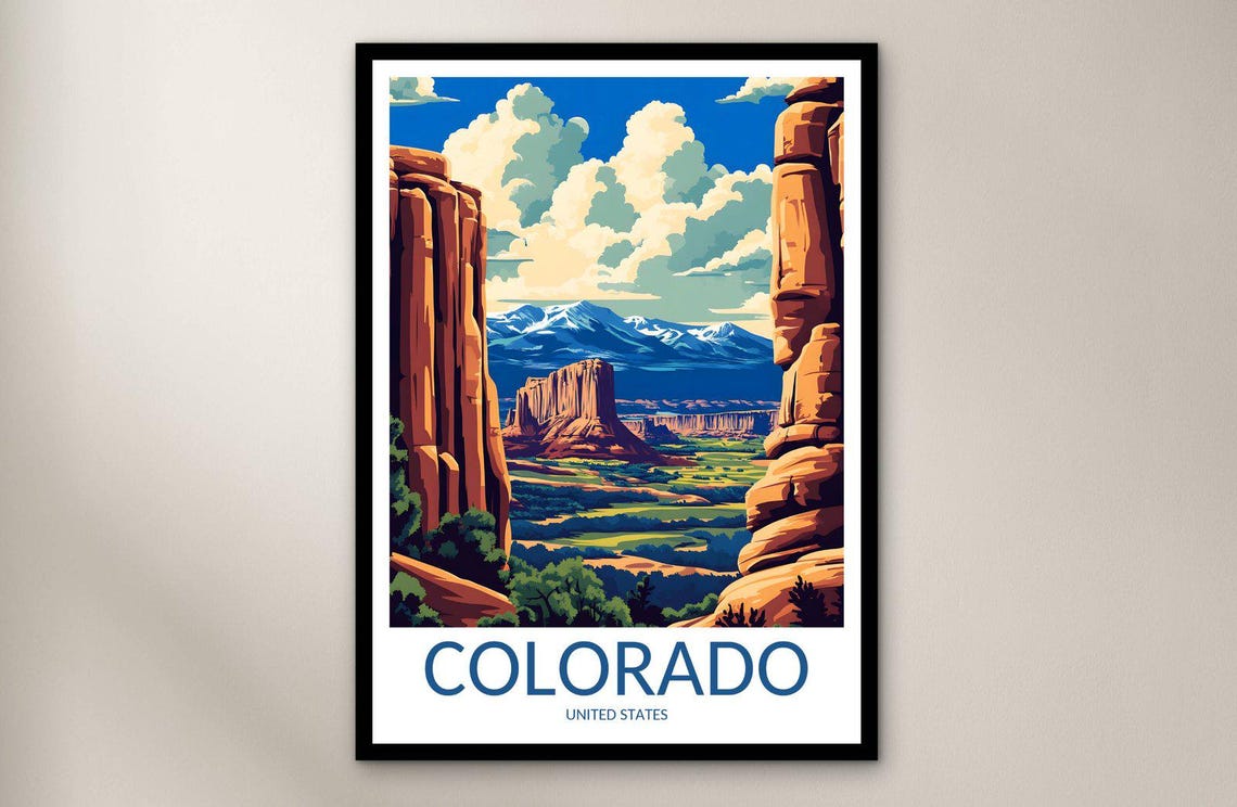Colorado Rocky Mountain Canyon Red Rock Vista Scenic Travel Poster