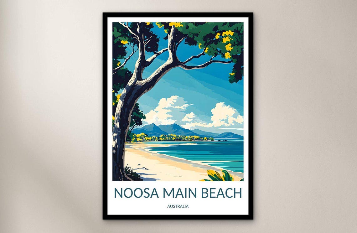Noosa Main Beach Australia Turquoise Water Flowering Tree Sand Poster