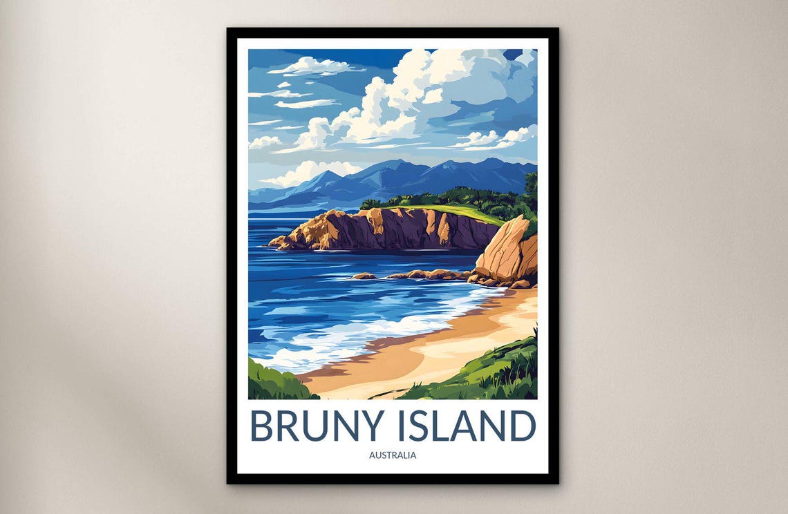 Bruny Island Australia Rocky Cliffs Sandy Beach Coast Poster
