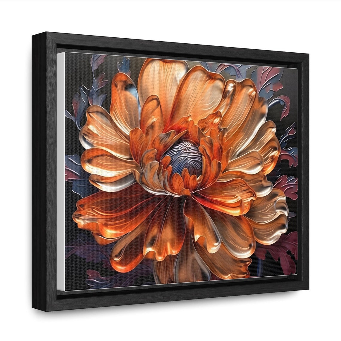 Metallic Copper Dahlia Flower Macro 3D Bloom Dramatic Floral Poster - Image 2