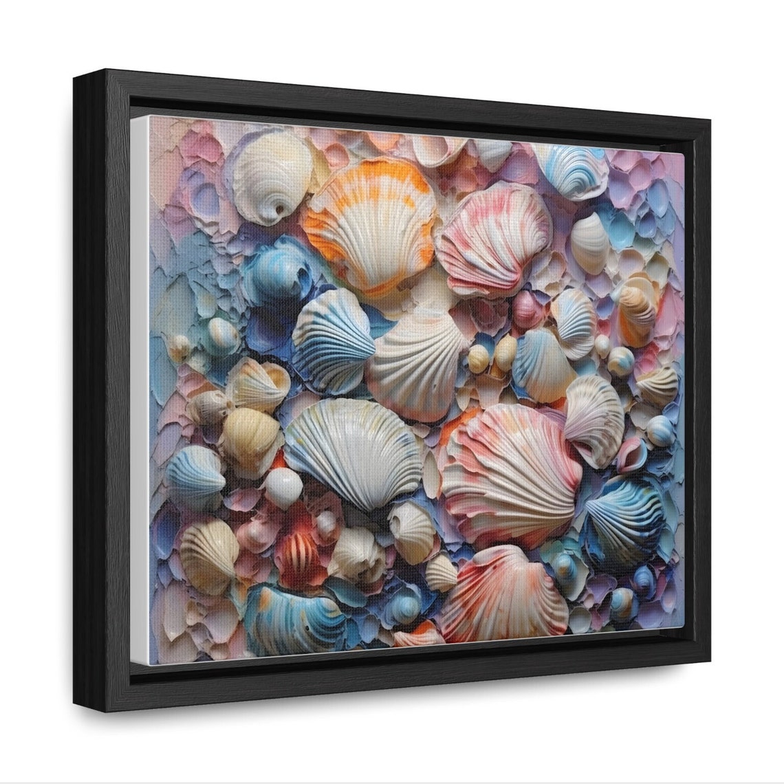 Pastel Seashell Collage Impasto Ocean Shell Texture Art Poster - Image 2