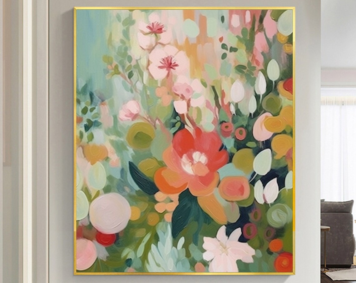 Abstract Green Flowers, Modern Floral Art Print