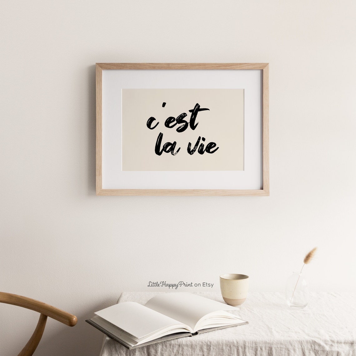 C'est La Vie French Brush Script Quote Minimalist Poster Style