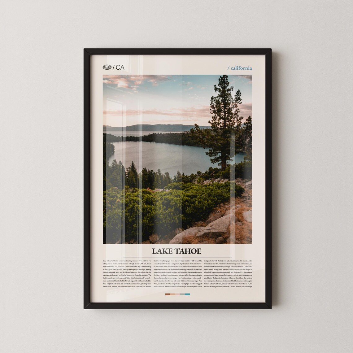 Lake Tahoe California Emerald Bay Pink Sky Sunset Editorial Poster