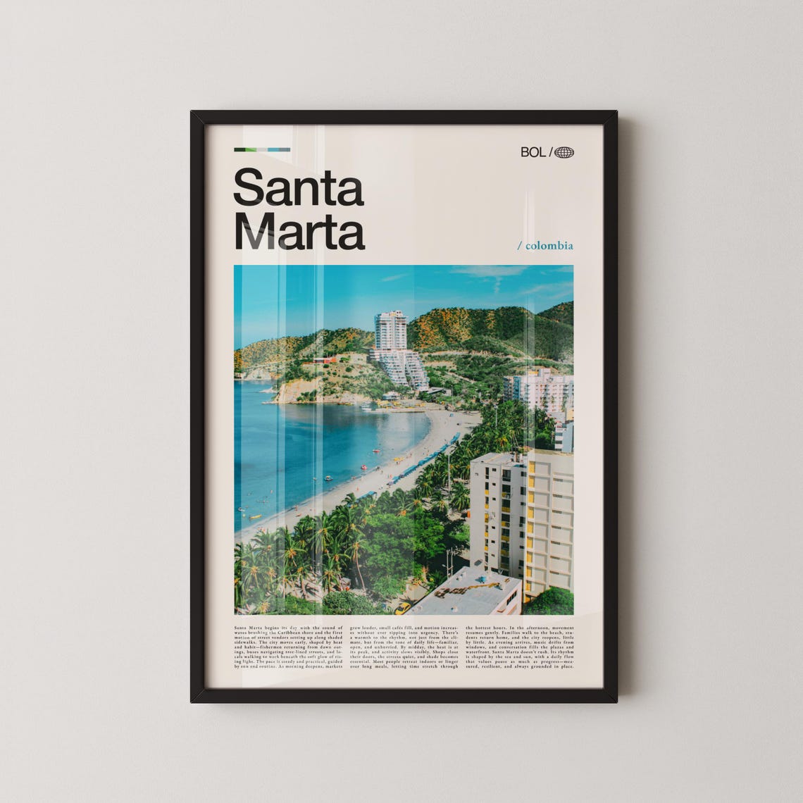 Santa Marta Colombia Caribbean Beach Cityscape Travel Poster