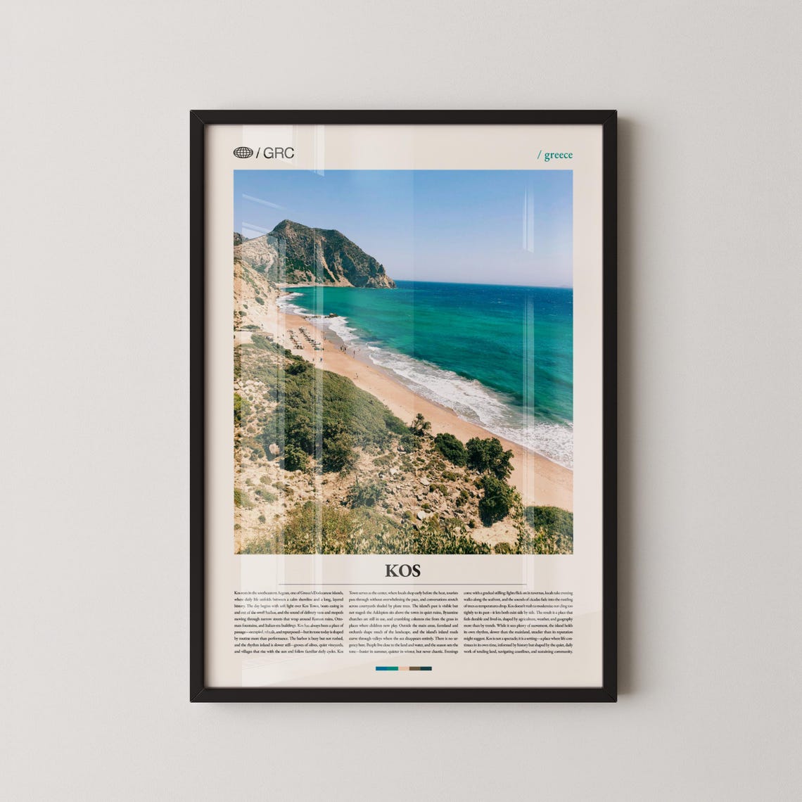 Kos Greece Turquoise Beach Aegean Coastline Travel Photo Poster