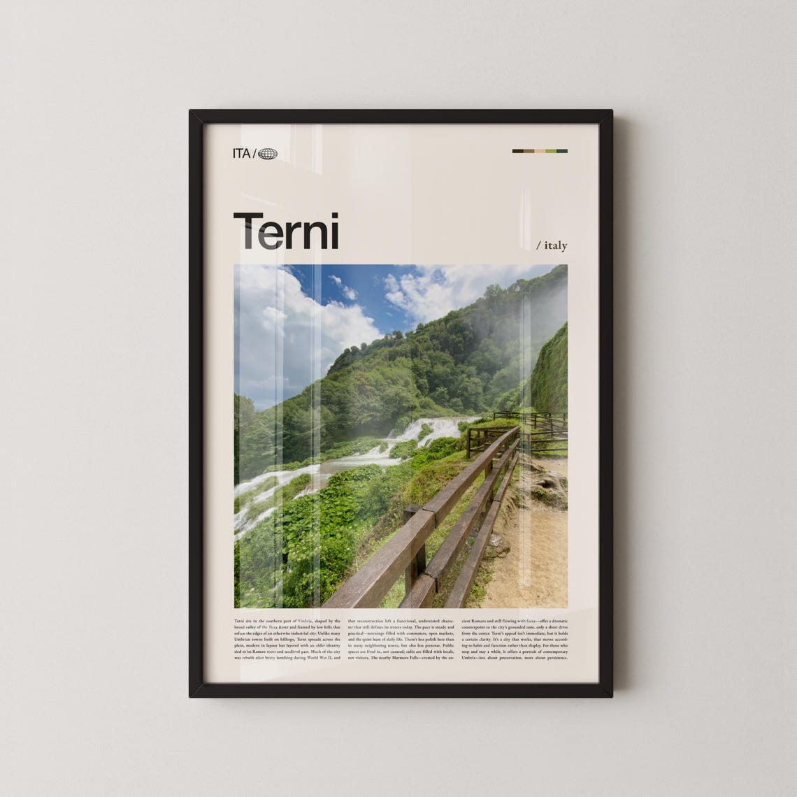 Terni Italy Marmore Waterfall Thundering Through Green Canyon Poster