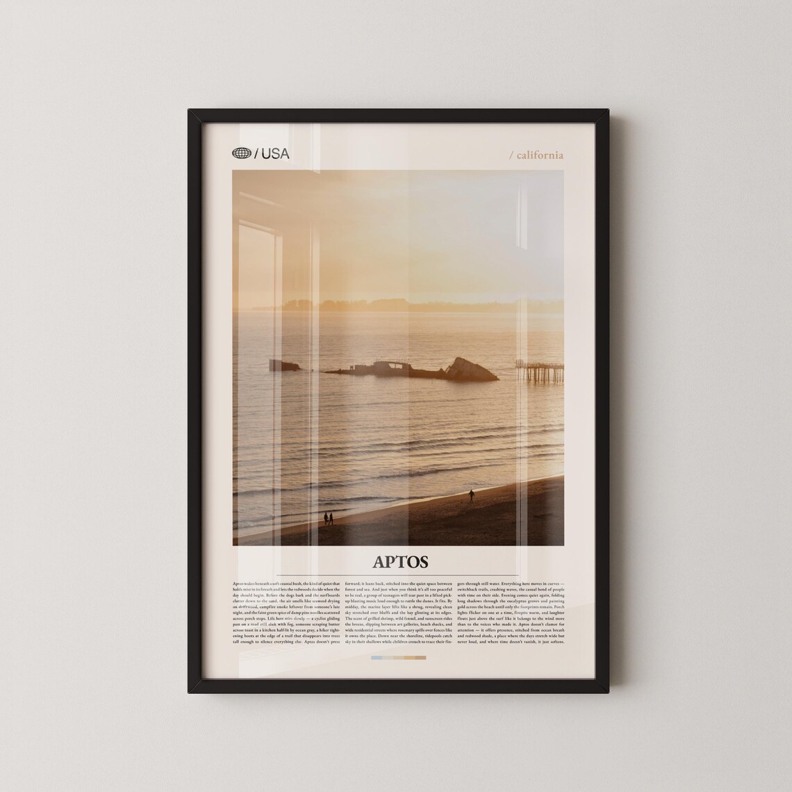 Aptos Sunset Beach Rocky Shoreline Fog California Photo Poster