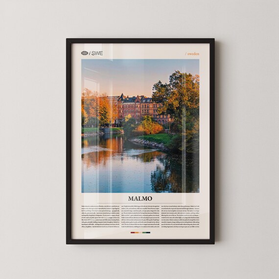 Malmo Sweden Waterfront Autumn Photography Scandinavian Travel Poster