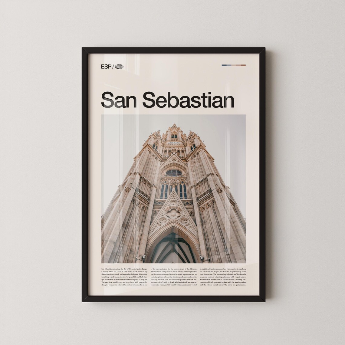San Sebastian Cathedral Facade Close-Up Historic Spain Travel Poster